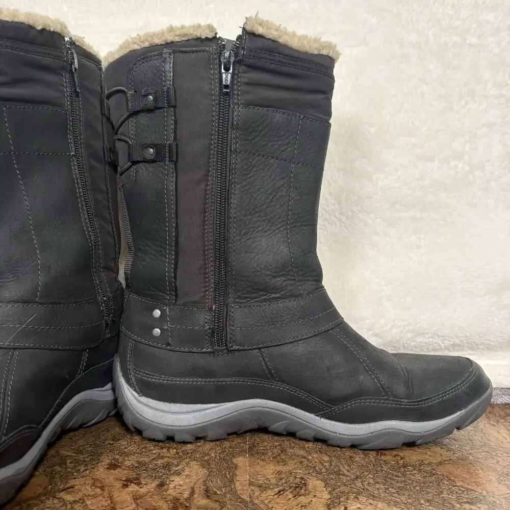 Merrell Womens Black Insulated Winter Boots US 10 Waterproof Faux Fur MId-calf